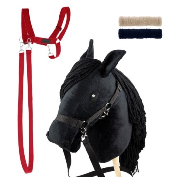 Набір Skippi - Hobby Horse чорний і додатковий недоуздок - червоний