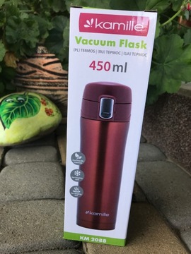 KUBEK TERMICZNY BIDON TERMOS 450ML STALOWY DO SZKOŁY PODRÓŻNY SZCZELNY