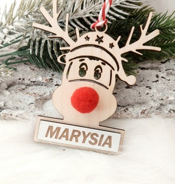 Деревянная безделушка с гравировкой TW0JE NAME 10х11,5 см РУДОЛЬФ