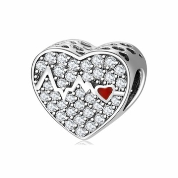 Charms zawieszka Serce Bijące EKG srebro S925