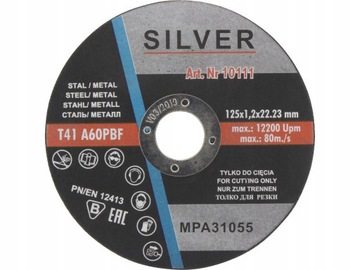 25 szt. TARCZA DO CIĘCIA METALU 125 mm x 1,2 SILVER