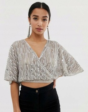 Asos Petite dta BLUZKA KRÓTKA CEKINOWA XXXS