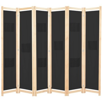 PARAWAN POKOJOWY DEKORACYJNY ŚCIANKA KOTARA 6-PANELOWY 240 x 170 cm CZARNY