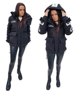 KURTKA DAMSKA ZIMOWA PARKA CZARNA OVERSIZE KAPTUR CIEPŁA rozmiar XXL 2XL