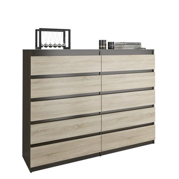 KOMODA 160 SZAFKA 10 SZUFLAD WENGE MIX SONOMA