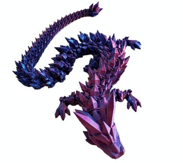Figurka SMOK PRZEGUBOWY RUCHOMA FIGURKA ZABAWKA DRUK 3D 50 CM fiolet-róż