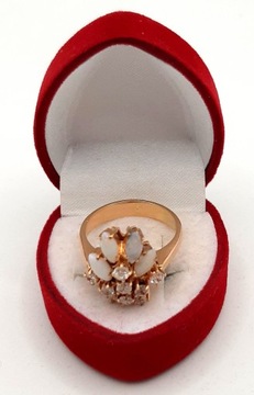 Złoty pierścionek z Opalami i Cyrkoniami PR.585 W:6,43gr R14 S