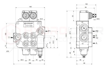 ROZDZIELACZ HYDRAULICZNY 2 SEKCYJNY 80L ORYGINAŁ HYDROLIDER JAKOŚĆ PREMIUM
