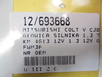MITSUBISHI COLT V CJ0 HLAVA MOTORU 1,3 75KM 4G13 12V G1EWM36