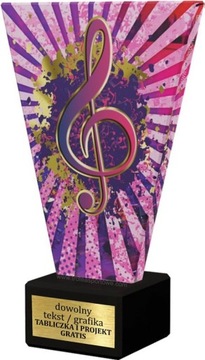statuetka MUZYKA szkło+marmur+grawer 22 cm
