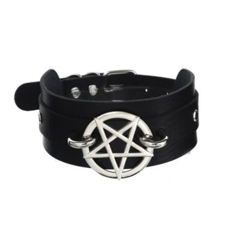 Obroża rock choker naszyjnik pentagram punk O044
