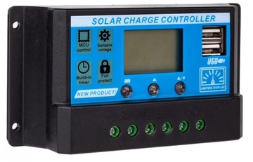 SOLARNY REGULATOR ŁADOWANIA PWM LCD USB 12/24V 10A