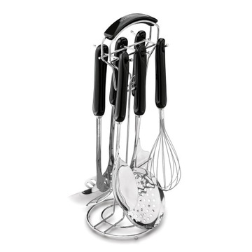 Premium PRZYBORY KUCHENNE na stojaku ŁYŻKI tłuczek ŁOPATKI zestaw Pro Grava