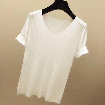 2023 New Summer V-neck Knitted Sweater Women's Sho