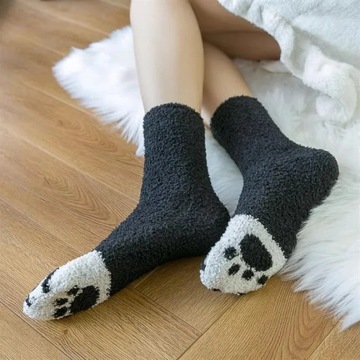 GRUBE SKARPETY DAMSKIE CIEPŁE PUSZYSTE SKARPETKI KOCIE ŁAPKI KOTA 6 par łap
