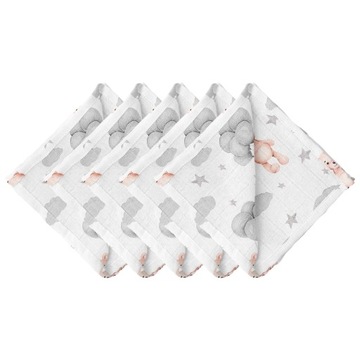 PIELUSZKI ULEWAJKI MUŚLINOWE 38 x 38 cm BAWEŁNA 5 SZTUK PRODUKT POLSKI
