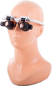 Лупа наголовная, очки часовщика, увеличение 8х, 23х, 2 светодиода