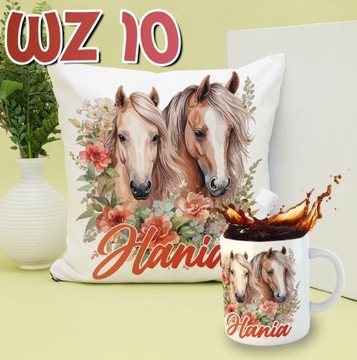 Набор подушка чашка лошади лошади цветочное венок венок цветочный название подарок