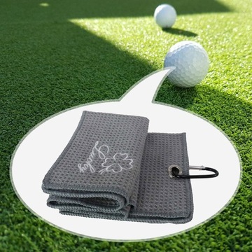 Полотенце для гольфа с карабином, переносное, впитывающее, серое