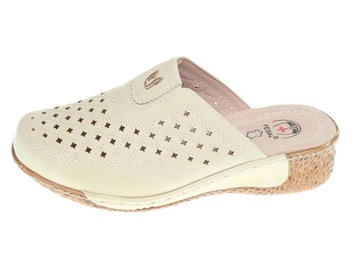 Klapki medyczne zdrowotne z gumką Beige r.37