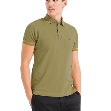 -42% TOMMY HILFIGER KOSZULKA POLO MĘSKA 1985 TIPPED ZIELONA S