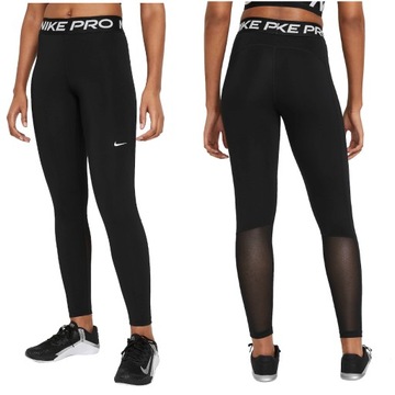 Legginsy Nike PRO Treningowe Oddychające Fitness Czarne z siatką r. L 40