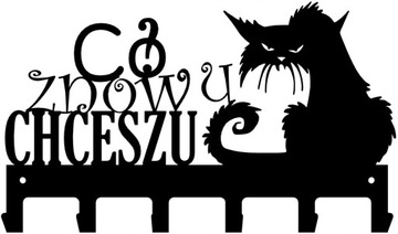 Wieszak ścienny na ubrania klucze ZŁY KOT