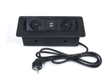РОЗЕТКА, СКРЫТАЯ В СТОЛЕШНИЦУ + 2 USB ЧЕРНЫХ