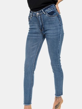 Spodnie jeans damskie rurki z wysokim stanem jeansowe wygodne elastyczne M