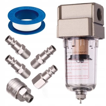 Filtr powietrza z szybkozłączkami odwadniacz 1/4 separator + złączki