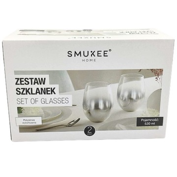 Smukee Zestaw szklanek 530ml 2szt SZKLANKI srebrne