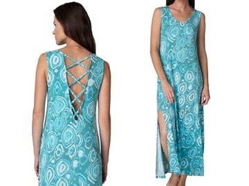 Długa luźna sukienka z tkaniny bambusowej LHD 068