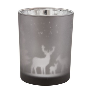 ŚWIECZNIK SZKLANY SREBRNY 12,5x10 SZARY TEALIGHT