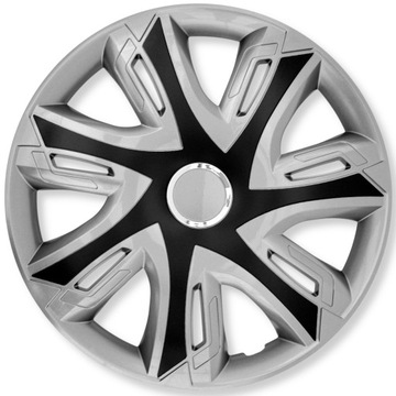 4x Kołpaki uniwersalne Supernova Bicolor Black - Silver + Ring 15 cali
