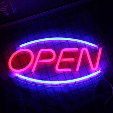 Neon LED OPEN, вывеска, надпись, открытая, реклама, лампа