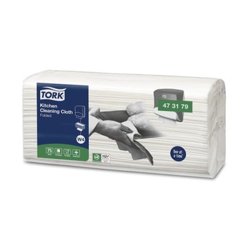 TORK 473179 - Czyściwo włókninowe w odcinkach, wielorazowe, białe - 75 szt.