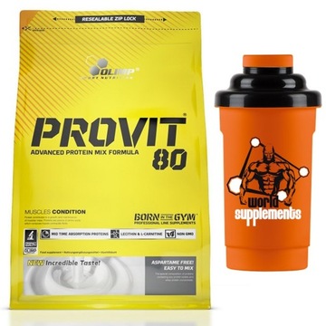 OLIMP PROVIT 80 TIRAMISU 700G BIALKO + SHAKER ROZWÓJ MASY MIĘŚNIOWEJ