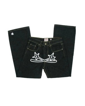 Y2k New Fashion Retro American Men's Black Baggy J