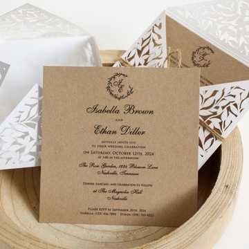 ОБРАЗЕЦ свадебных приглашений в стиле эко-рустик в стиле бохо