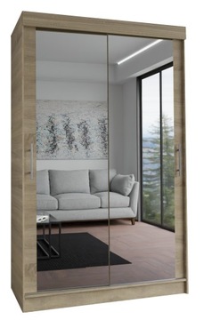 SZAFA MALVA Z LUSTRAMI - SONOMA - 2D 100 CM - garderoba z uchwytem