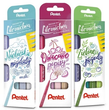 Ручки для каллиграфии PENTEL Sign Pen Brush, 12 пастельных тонов