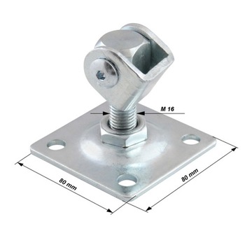 РЕГУЛИРУЕМАЯ ПЕТЛЯ M16 НА ВИНТОВОМ ОСНОВЕ 80X80 ММ, ОЦИНКОВАННАЯ