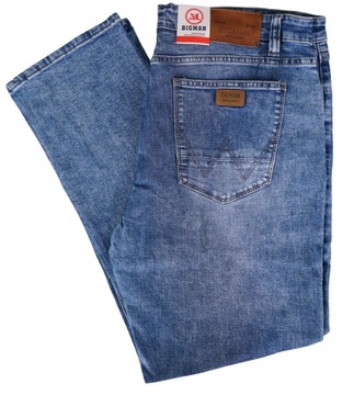 SPODNIE DŻINSOWE MĘSKIE JEANS NIEBISKIE DUŻE W42 L32 PAS PAS 108-116 CM