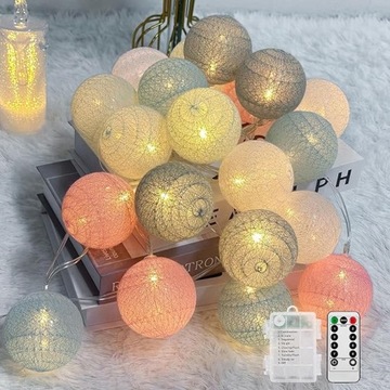 Girlanda wróżki kule świetlne lampki z pilotem na baterie TIMER 20 LED 3,3m