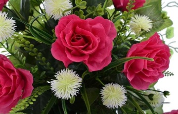 ИСКУССТВЕННЫЕ ЦВЕТЫ БУКЕТ РОЗ КОМПОЗИЦИЯ ЦЕНТР ДЛЯ КЛАДБИЛЯ ВСТАВКА ВАЗЫ