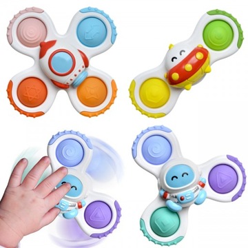 Edukacyjna Zabawka Fidget Spinner 3szt. Przyssawki