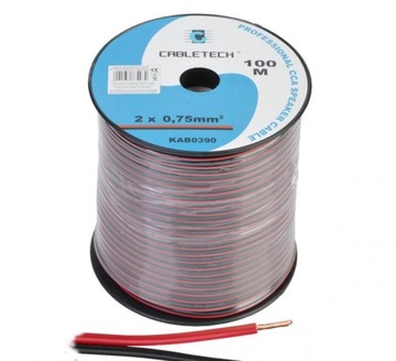 Przewód kabel głośnikowy CCA 0.75mm Cabletech 100m