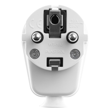 Угловая вилка, съемная с заземлением, белая, 16 А, 230 В.