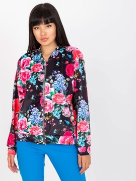 Bluza welurowa ROZPINANA bomberka FLOWERS 86C S/M