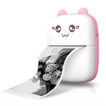 МИНИ-ТЕРМОПРИНТЕР DRUKUŚ КОШКА ДЛЯ ФОТОГРАФИЙ + 21 ШТ. РОЛИКОВ В ПОДАРОК